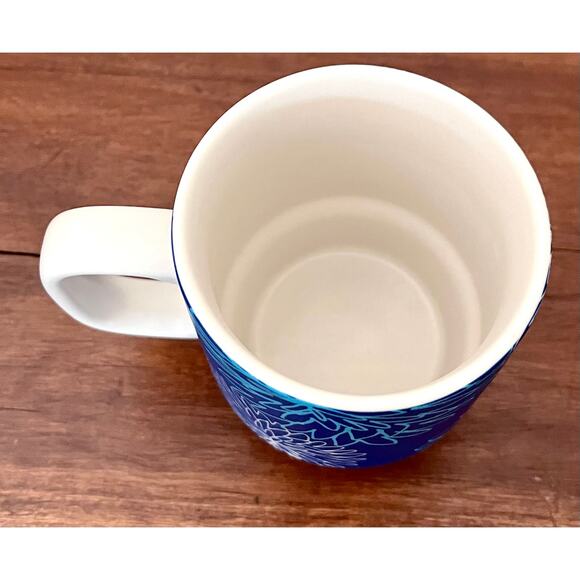 Starbucks 2016 Mug Cup Matte Blue White Floral Flowers Stackable Replacement - Picture 4 of 7